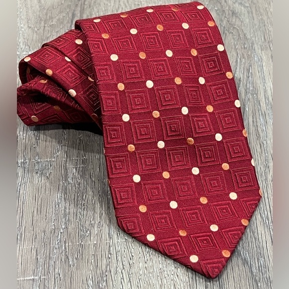 Ermenegildo Zegna Tie Red Polka Dot Classic Power 100% Silk Made in Italy - Picture 2 of 12